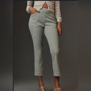 By Anthropologie Skinny Trousers Grey Plaid Cropped Size 14
